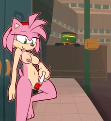 <3_eyes 2021 3_toes 4_fingers amy_rose anthro anthro_focus badnik black_nose bodily_fluids breasts clitoris detailed_background dildo dildo_in_pussy dildo_insertion duo eulipotyphlan feet female female_focus fingers fur genital_fluids genitals hair heart hedgehog hi_res holding_dildo holding_object holding_sex_toy looking_down machine mammal masturbation medium_breasts motion_lines nipples nude outside penetration pink_body pink_fur pink_hair pink_nipples pink_pussy public public_masturbation public_nudity pussy pussy_juice raised_leg robot sex_toy sex_toy_in_pussy sex_toy_insertion smile solo_focus sonic_(series) sonic_adventure standing station_square street tan_body tan_fur tan_inner_ear toes ultilix vaginal_penetration voyeur zero_(sonic)