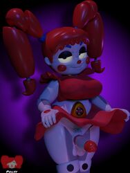 3d animatronic baby_(fnafsl) balls circus_baby circus_baby_(fnaf) eyeshadow five_nights_at_freddy's five_nights_at_freddy's:_sister_location futa_only futanari gynoid gynomorph penis penis_under_skirt polsy robot scottgames sister_location skirt skirt_up testicles thick_body