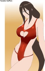 1girls alternate_version_available big_breasts boruto:_naruto_next_generations breasts brown_hair busty cleavage cleavage_cutout clothed clothing female female_focus female_only g-string heart_cutout hyuuga_hanabi large_breasts legs_together light-skinned_female light_skin looking_at_viewer naruto naruto_(series) one-piece_swimsuit pinup ponytail pose posing shounen_jump sideboob smile smiling solo solo_female solo_focus standing swimsuit tenshin-ta thighs thong tied_hair white_eyes