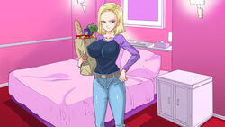 1girls alternate_version_available android_18 blonde_hair blue_eyes cameltoe cleavage curvy dragon_ball erect_nipples female huge_areolae huge_ass huge_breasts puffy_nipples shimofuritei short_hair thick_lips voluptuous wide_hips