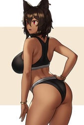 1girls ass bastet_(houtengeki) big_ass big_breasts breasts butt egyptian female female_only houtengeki large_breasts partially_clothed rear_view solo