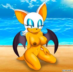 1girls artist_name beach blue_eyes breasts chaosknight_1 female fur furry hi_res highres nipples nude rouge_the_bat sega smile smiling sonic_(series) sonic_the_hedgehog_(series) tagme