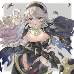 1girls alternate_costume bad_censor bangs bare_shoulders bare_thighs big_breasts black_panties breasts brooch cape censored cleavage closed_mouth corrin_(female)_(nohr_noble)_(fire_emblem) corrin_(fire_emblem) corrin_(fire_emblem)_(female) covered_nipples covering detached_collar eyelashes eyeliner female female_only fire_emblem fire_emblem_fates fire_emblem_heroes gloves hair_between_eyes hairband hi_res inner_thighs jewelry large_breasts leotard long_hair looking_at_viewer makeup makoto_139 nintendo official_alternate_costume orange_eyes panties red_eyes solo solo_female thighs torn_clothes underwear wavy_hair white_hair