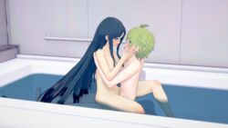 3d bathtub bathtub_sex danganronpa danganronpa_v3 implied_sex koikatsu rantaro_amami sex shirogane_tsumugi straight_hair