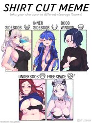 1boy 5girls absurdres bikini bikini_top blue_hair borrowed_garments braid breasts brown_hair chart cleavage_cutout clothes_lift clothing_cutout cocktail_glass corrin_(fire_emblem) corrin_(fire_emblem)_(female) cup drinking drinking_glass eir_(fire_emblem) english_text fire_emblem fire_emblem:_the_binding_blade fire_emblem:_three_houses fire_emblem_fates fire_emblem_heroes highres large_breasts lilina_(fire_emblem) loki_(fire_emblem) long_hair looking_at_viewer medium_breasts meme multiple_girls nintendo no_bra o-ring o-ring_bikini open_clothes pointy_ears ritence roy_(fire_emblem) shamir_nevrand shirt_cut_meme shirt_lift short_hair sideboob silver_hair smile swimsuit text underboob