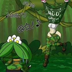 1girls 2021 abs angry bandage belly boots breasts camo camo_panties camouflage camouflage_stockings camouflage_thighhighs combat_boots covered female female_focus green_clothing hanging legs mario_(series) nintendo panties paper_mario piranha_plant plant raised_clothing shy_gal shy_guy spy_guy stockings supermoonshroom text thick_thighs thighhighs thighs trapped video_games watermark wraps writing