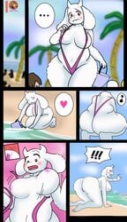 absurd_res accidental_exposure anthro bovid caprine clothing embarrassed embarrassed_nude_female exhibitionism female goat hi_res humanoid mammal moon_pearl nude solo succubi_samus swimsuit swimwear tobyfox toriel undertale unintentional_exhibitionism video_games wardrobe_malfunction