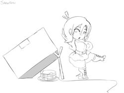 alternate_breast_size black_and_white busty curvy female high_heel_boots high_heels nora_valkyrie pancake pancakes part_of_a_series rooster_teeth rwby sanka-tetsu trap