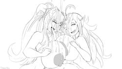 2girls alternate_breast_size alternate_version_available areola areolae big_breasts bimbo black_and_white breasts busty crossover cum cum_between_breasts cumming curvy doki_doki_literature_club double_paizuri dragon_girls ejaculation_between_breasts elf_ears engulfing_paizuri female fire_emblem fire_emblem_awakening gigantic_breasts huge_areolae huge_breasts huge_nipples hyper hyper_breasts large_breasts massive_breasts monika_(doki_doki_literature_club) monochrome multiple_girls nintendo nipples nowi_(fire_emblem) nude nude_female paizuri paizuri_lead_by_female paizuri_on_lap penis pointy_ears sanka-tetsu sex sketch straight teamwork tongue tongue_out