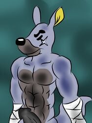 1boy 2014 abs animal_crossing cock deerdigger1989 erection furry kangaroo male muscles muscular_male nintendo nipples penis scar uncensored walt_(animal_crossing)