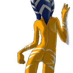 1girls ahsoka_tano ass back_view clone_wars female female_focus female_only jedi jedi_padawan nude pose raikoh-illust simple_background small_ass solo star_wars tagme the_clone_wars:_season_one togruta white_background