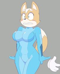 1girls acstlu animated anthro ass ass_slap big_breasts big_butt blush bodysuit bouncing_breasts breasts busty canine cleavage clothing cosplay disembodied_hand female female_only fox fox_ears fox_girl fox_mccloud fox_tail foxgirl fur gif green_eyes hand looking_back mammal master_hand metroid nintendo plain_background rule_63 simple_background skin_tight solo spanking star_fox surprised tan_fur vixen voluptuous white_fur wide_hips zero_suit zero_suit_fox