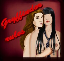 2girls asian cho_chang female female_only first_post_of_artist harry_potter hermione_granger interracial isobelhawk multiple_girls naked_necktie necktie necktie_only nude nude_female nudity tagme tie yuri