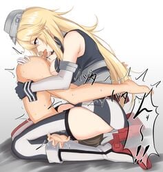 1boy 1girls 69 ball_bite ball_biting ball_crushing ballbusting biting_testicles blonde_hair breast_press busty cbt cfnm clothed_female_nude_male cock_and_ball_torture facesitting female_domination femdom genital_torture iowa_(kantai_collection) kantai_collection large_breasts paizuri piro_(iiiiiiiiii) plow_pose size_difference testicle_biting testicles trembling upside-down vertical_69