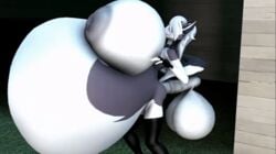 3d 3d_animation animated anthro balls belly big_belly breast_expansion breasts cum_inflation cumflation grey_body grey_fur helluva_boss hyper_belly inflation loona_(helluva_boss) penis red_sclera sex spiked_collar wallacethespideer white_body white_eyes white_fur