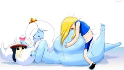 adventure_time age_difference alternate_breast_size alternate_version_available ass barefoot big_ass bored bored_sex bottom_heavy busty cartoon_network crown cum_inside curvy finn_the_human gunter gunther_(adventure_time) huge_ass hyper ice_queen_(adventure_time) lying_on_stomach nude nude_female older_female penetration sanka-tetsu sex uninterested white_background younger_male