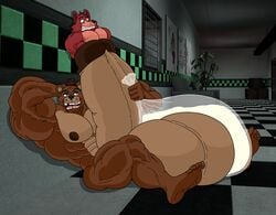 2021 abs animal anthro anthro_only bear biceps big_penis canine cock_vore condom cum cum_bag duo erection five_nights_at_freddy's fnaf fox foxy_(fnaf) freddy_(fnaf) furry furry_only humanoid_penis hyper hyper_balls hyper_genitalia hyper_muscles hyper_penis hyper_testicles male male_focus male_only muscle muscles muscular muscular_arms muscular_back muscular_legs muscular_male muscular_thighs nipples pecs red_fur sharp_teeth shocked_expression smile tagme top_hat video_games vore