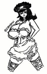 apron apron_only big_breasts black_hair cleavage jojo's_bizarre_adventure jojolion kei_nijimura maid supagetti thighs