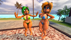 2girls 3d ami_bandicoot anthro crash_(series) furry furry_female isabella_bandicoot shocking_(artist) tagme thick_ass thick_thighs trophy_girls underwear voluptuous wide_hips