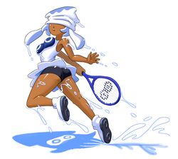 1girls 2018 absurd_res armpits ass bare_arms bare_shoulders beanie big_ass bike_shorts blooper blooper_girl breasts clothed clothing dark-skinned_female dark_skin dress female female_only full_body hat highres holding_racket jumping kneepits mario_(series) mario_tennis masked medium_breasts minus8 nintendo open_mouth racket shoes short_shorts shorts silhouette simple_background sleeveless sleeveless_dress solo tennis_racket thighs tight_clothing tight_shorts water water_drop white_background white_dress white_hair