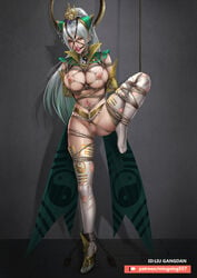 big_ass big_breasts bondage cum looking_at_viewer nipple_piercing nu_wa spread_legs stockings tied_up warriors_orochi