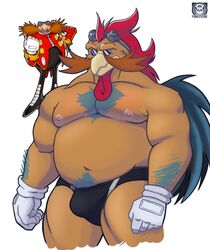 anthro avian bird bulge dr._eggman male male_chicken male_only moustache penis_outline sonic_(series) vier_punksterne