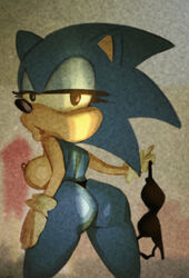 anthro authorialnoice busty exposed_torso female female_focus footwear genderswap genderswap_(mtf) handwear hourglass_figure rule_63 sega sonic_(series) sonic_the_hedgehog sonique_the_hedgehog tagme wide_hips