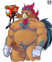 anthro avian bird dr._eggman erection male male_chicken male_only moustache penis sonic_(series) vier_punksterne