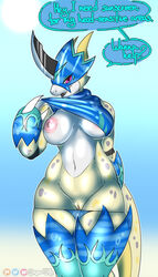 2021 anthro areola bandai_namco beach biped breasts claws clothing curvy_figure dialogue digimon digimon_(species) digital_media_(artwork) dragon english_text female flamedramon front_view genitals hi_res hourglass_figure legwear looking_at_viewer mythological_creature mythological_scalie mythology nipple_slip nipples one_breast_out open_mouth panties pussy sand scales scalie seaside seductive smile solo speech_bubble stockings sunscreen swimwear tail text thick_thighs underwear video_games wide_hips wingedwilly