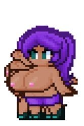 animated color colored enormous_breasts heels lard_bucket no_bra pixel_art purple_eyes purple_hair tagme terraria terraria_(lewdrraria) terraria_(workshop) topless topless_female transparent_background