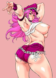 areolae armpits ass big_breasts breasts breasts_out busty capcom erect_nipples final_fight hourglass_figure long_hair millefeuille nipples pink_hair poison_(final_fight) pose posing sideboob street_fighter tagme wide_hips