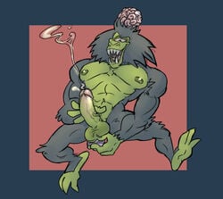 anthro ape azul_(artist) baboon baboon_kaboom bigsexhaver69 brain cobaltcerberus collaboration cum erection male masturbation penis powerpuff_girls primate solo