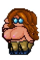 animated big_breasts color colored glasses lard_bucket pixel_art tagme terraria terraria_(lewdrraria) transparent_background