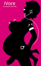 1futa ambiguous_gender anal_vore belly belly_bulge big_belly black_hair black_skin breasts dickgirl ear_piercing earbuds erection futa_focus futanari futanari_pred ipod ipod_ad naked nipple_piercing nipples nose_piercing original original_character partingwaters penis pink_background short_hair silhouette solo_focus vore