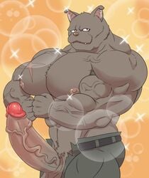 1boy 2020 bara erection kobold_(kemono_michi:rise_up) male miguel_okami muscle muscular nipples penis sparkles topless topless_male uncensored