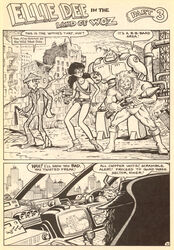 2girls 3boys boots cherry_poptart_(comic) city comic comic_page computer destroyed_building dialogue dystopia ellie_dee gun guns larry_welz lion_boy lion_humanoid lion_man missile missile_launcher no_color nunchucks paperboy parody_porn robot robot_boy robotic_body short_shorts speedo straight_hair the_wizard_of_oz twintails warzone wicked_witch_of_the_west