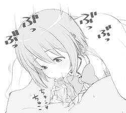 1boy :>= afterimage bangs blanket blush bow bowtie clothed_female_nude_male commentary_request cum eyebrows_visible_through_hair facial fellatio female greyscale hair_between_eyes hair_ornament hairclip hand_on_another's_thigh handjob heart henyaan_(oreizm) highres looking_at_another mahou_shoujo_madoka_magica miki_sayaka mitakihara_school_uniform monochrome motion_lines nude oral penis school_uniform short_hair sketch small_penis smaller_female solo_focus straight sweat uncensored under_covers upper_body