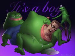 3boys anal_juice anal_vore birth brown_hair cursedmayo dat_boi doctor frog full_body funny gaping_anus glasses gradient_background green_dick green_hair hank_hill human king_of_the_hill male_only meme penis pepe_the_frog shocked_expression simple_background smug smug_face spread_legs t-shirt tagme testicles uncensored unicycle vore what wtf