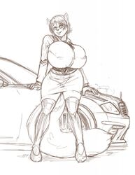 anthro breasts car female huge_breasts large_breasts latex_(character) sanny sketch