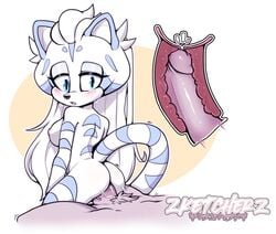 anthro blush breasts cowgirl_position cum_in_pussy fan_character feline female lunges male penetration penis penis_size_difference pussy ria_the_tigress sonic_(series) tagme tigress zketcherz_(artist)