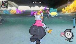 ? ass_focus back_view brattyvaporeon69 cave crystal disembodied_hand fat_ass female kirby_(series) kirby_air_riders map pink_hair susanna_patrya_haltmann susie_(kirby) susie_is_actually_a_heavyweight_rider thicc thick_ass timer