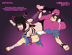 2015 2girls 69 69_position busty capcom chun-li english_text female_only headscissor headscissors hourglass_figure juri_han leg_lock multiple_girls street_fighter tagme text thebigmansini wide_hips