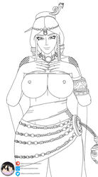 1girls breasts chinese_mythology female large_breasts monochrome nipples nu_wa_(smite) presenting presenting_breasts smite theobscureone wip