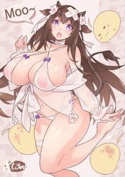 1girls 2021 animal_ears areolae artist_logo artist_signature azur_lane bare_legs barefoot blush breasts brown_hair cow_ears cow_girl cow_horns dialogue embarrassed english_text feet female female_focus female_only hair_ornament hips huge_breasts kashino_(after-bath_pleasure)_(azur_lane) kashino_(azur_lane) large_areolae long_hair looking_at_viewer manjuu_(azur_lane) nipples open_mouth purple_eyes see-through see-through_clothing simple_background slim_waist soles speech_bubble tail text thick_thighs thighs white_clothing wide_hips x-teal