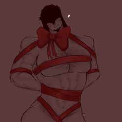 bara bunny_ears cuntboy dilf forsaken_(roblox) mafioso_(forsaken) ribbon_bondage tied_up