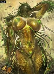 aircraft airplane anthro areola avian beak breasts chains danger_sign duo elbow_feathers feathers female genitals glowing glowing_eyes glowing_genitalia glowing_vulva green_areola green_nipples green_vulva hand_behind_head hazard_symbol hazmat_suit human jet kaiju mammal netxart nipples number project_kaiju pubes pupils radiation radiation_symbol sign slit_pupils symbol tb-111_the_radiation/bio-ziz text tube vehicle vulva wingless_avian