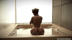 3d ass back_view bath bathing big_ass breasts bubble_butt cd_projekt_red completely_nude curvy_body curvy_female female flower_crown foam light-skinned_female light_skin necklace nude prime3dx red_hair shani short_hair solo solo_female the_witcher_(series) the_witcher_3:_wild_hunt wet_body wide_hips