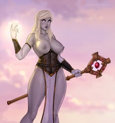 1girls 2021 big_breasts breasts calia_menethil female female_only forsaken freli grey_skin hips human legs loincloth looking_at_viewer nipples pink_eyes priest priest_(warcraft) solo thighs topless undead_(warcraft) warcraft white_hair world_of_warcraft wow