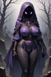 ai_generated cameltoe faceless_character hooded_cloak nipple_outline perchance_ai supernatural tight_clothing