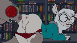 animated animated_gif anthro anus ass dress dress_up fluffy_fighters_(series) furry gif licking licking_butt loop looping_animation panties panties_down pleasure_face pussy red_panties tabby_(fluffy_fighters) toxis